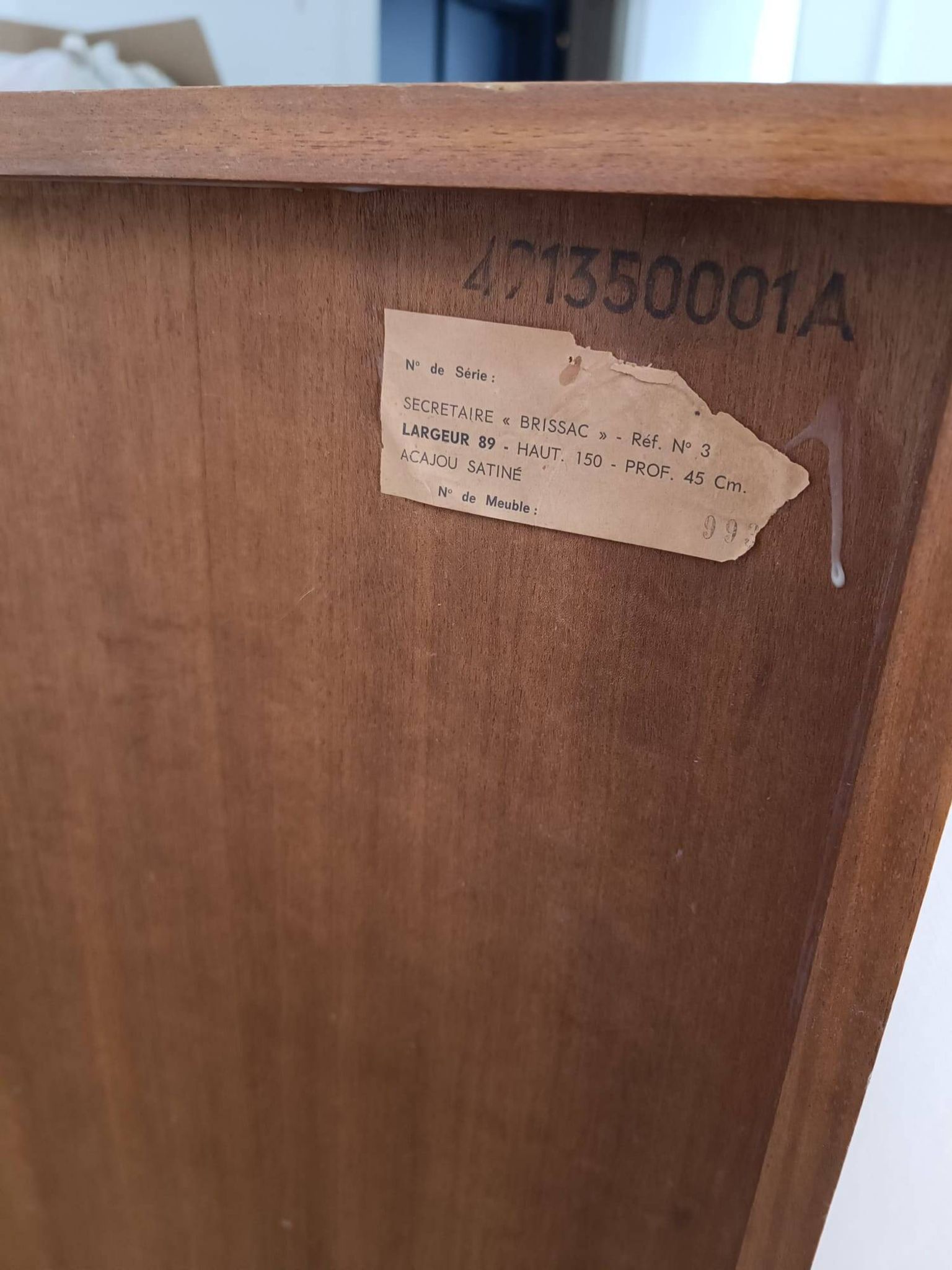 Brissac secretary in satin mahogany – French design from the 1960s.