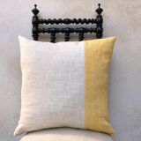Yellow upcycled cushion "daffodil" - 50x50 cm -linen & hemp & canvas