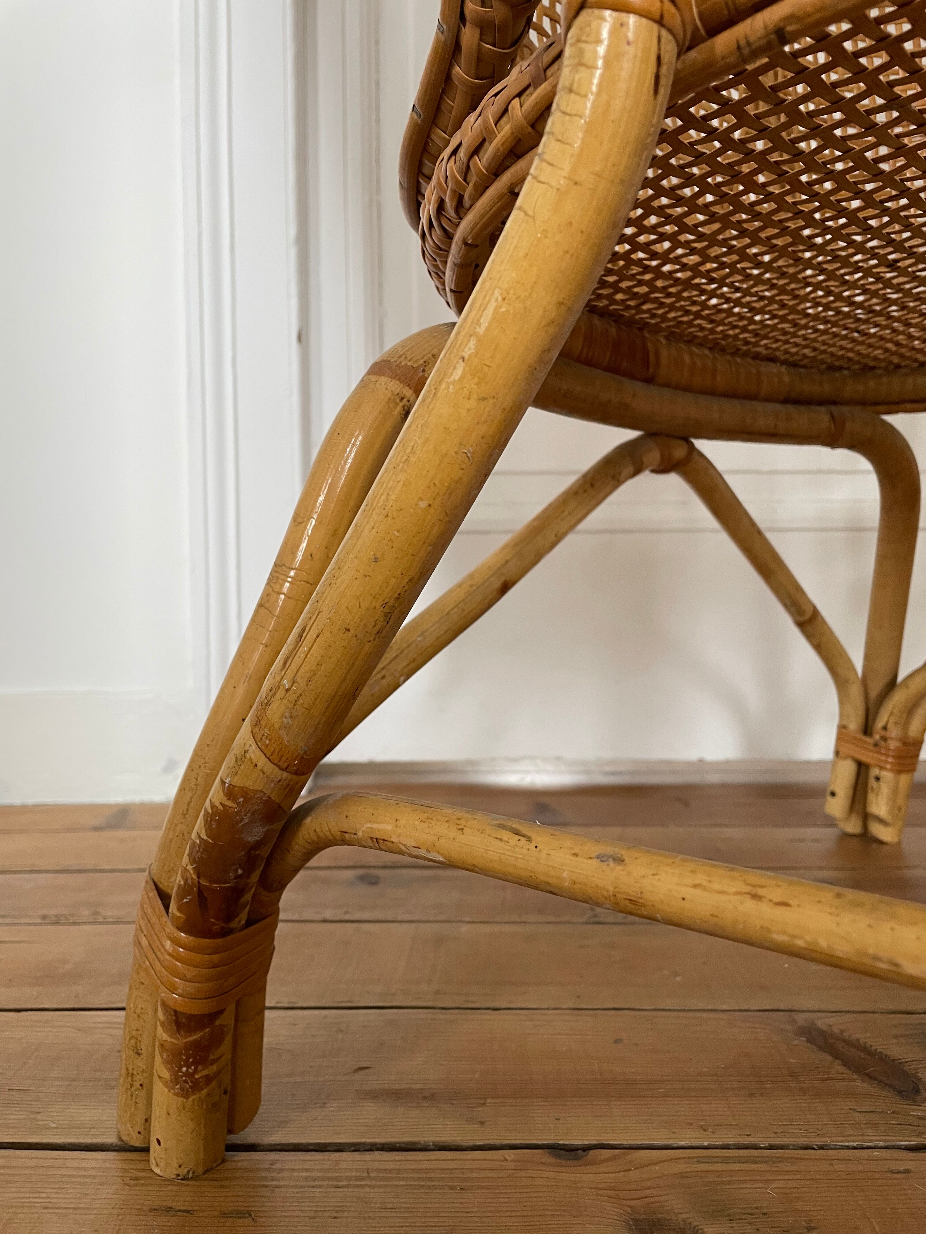 Vintage rattan and canning armchair