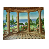 Landscape in gouache framed