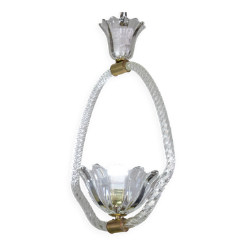 Petite Art Deco Pendant Chandelier by Ercole Barovier, 1940s