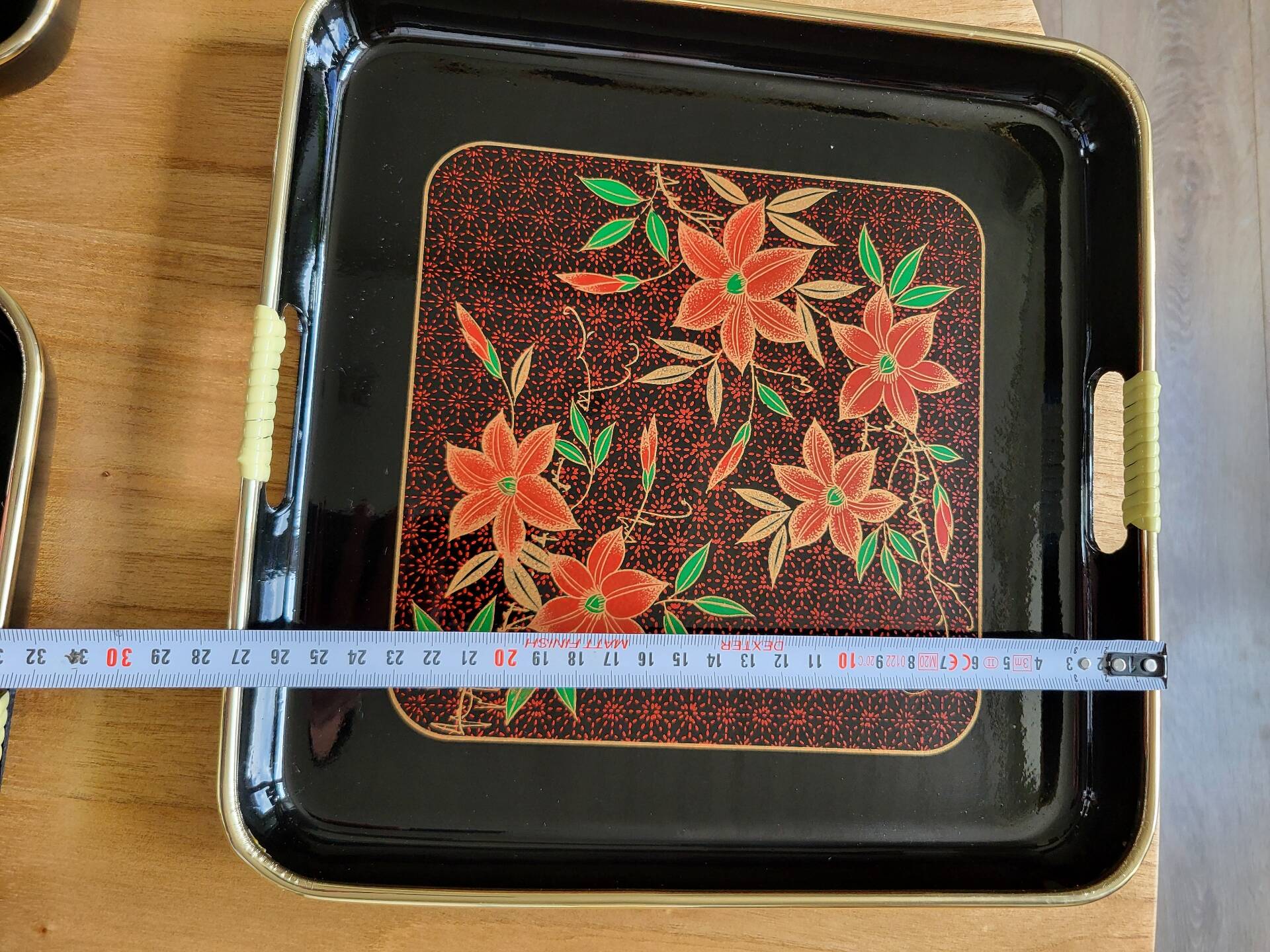 Set of Three Japanese Lacquered Plastic Trays ESIA 1970s