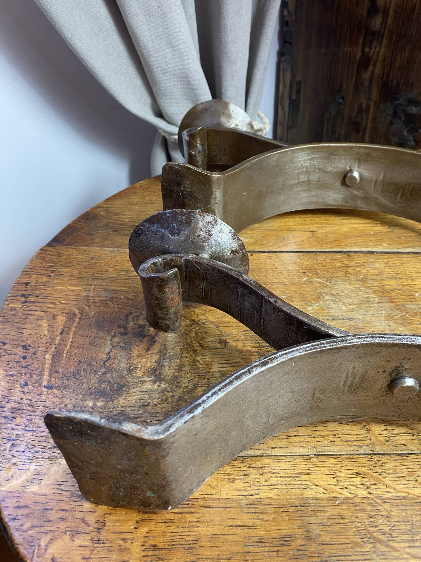 Brutalist wrought iron candlestick pair