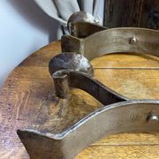Brutalist wrought iron candlestick pair