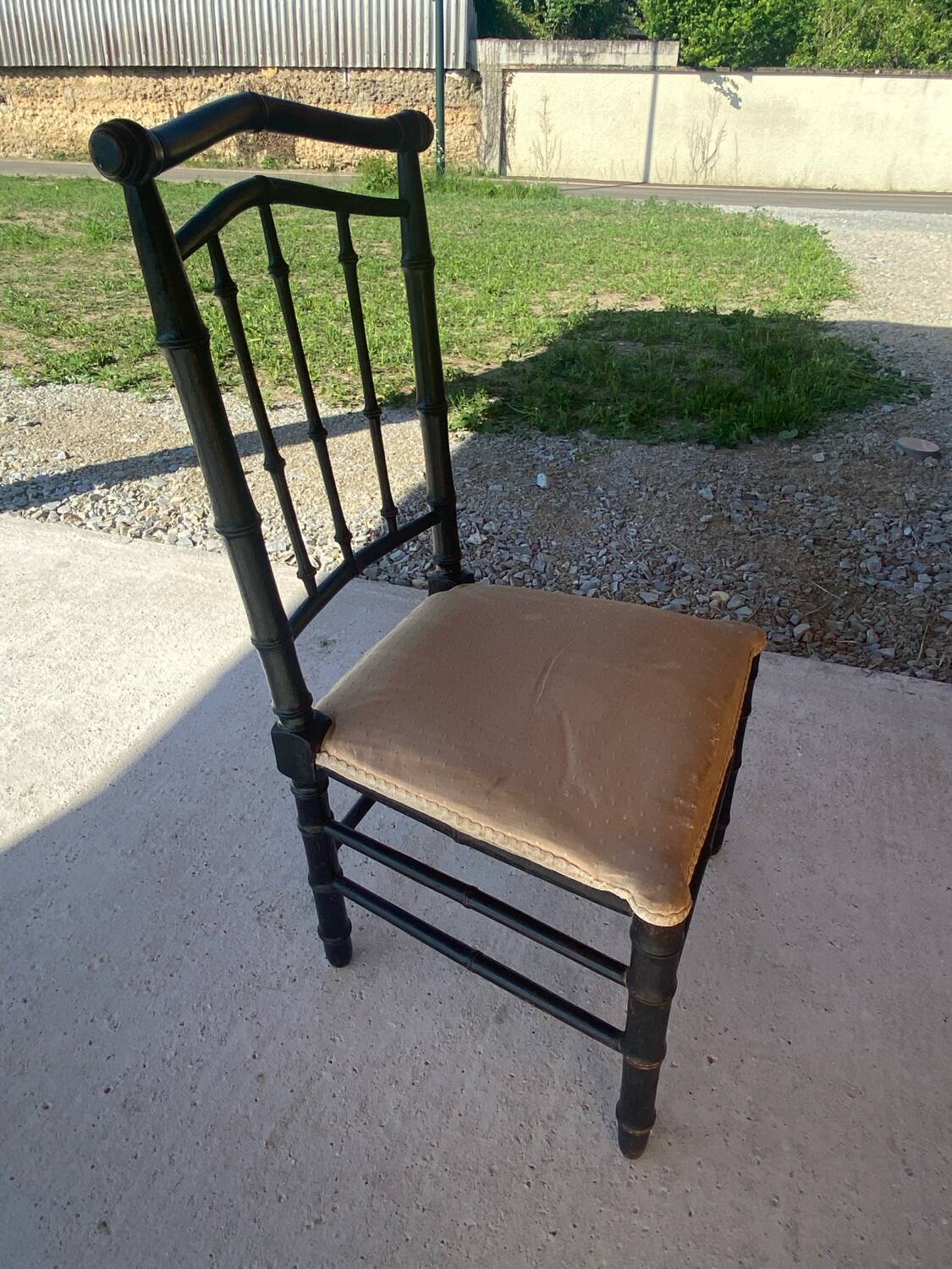 Chaise Napoléon III en bois imitant le bambou