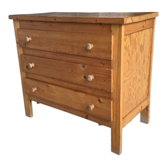 Vintage chest of drawers with 3 pine drawers