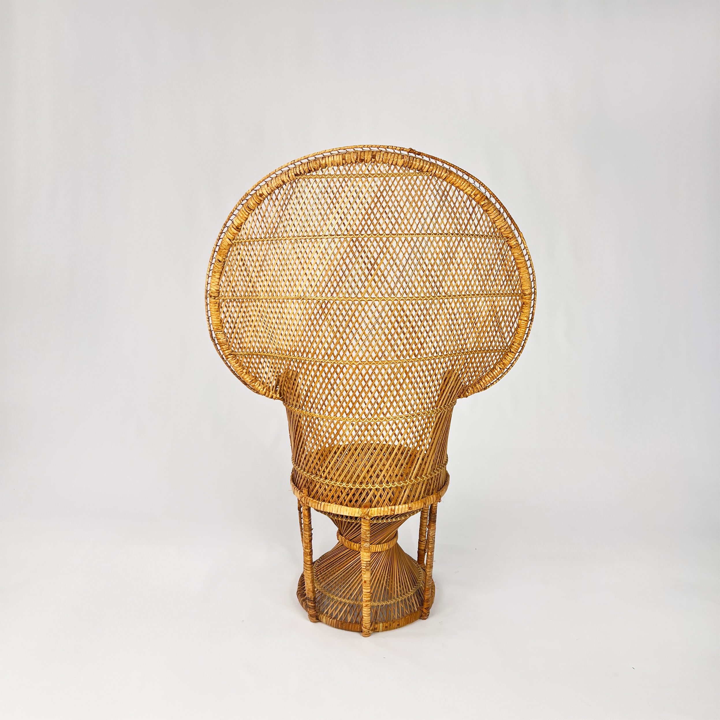 Vintage rattan and wicker peacock chair, 1970s