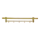 Vintage wall-mounted coat rack in anodised gold aluminium with hat holder.