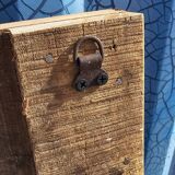 Wooden wall coat rack with 9 double cast iron hooks