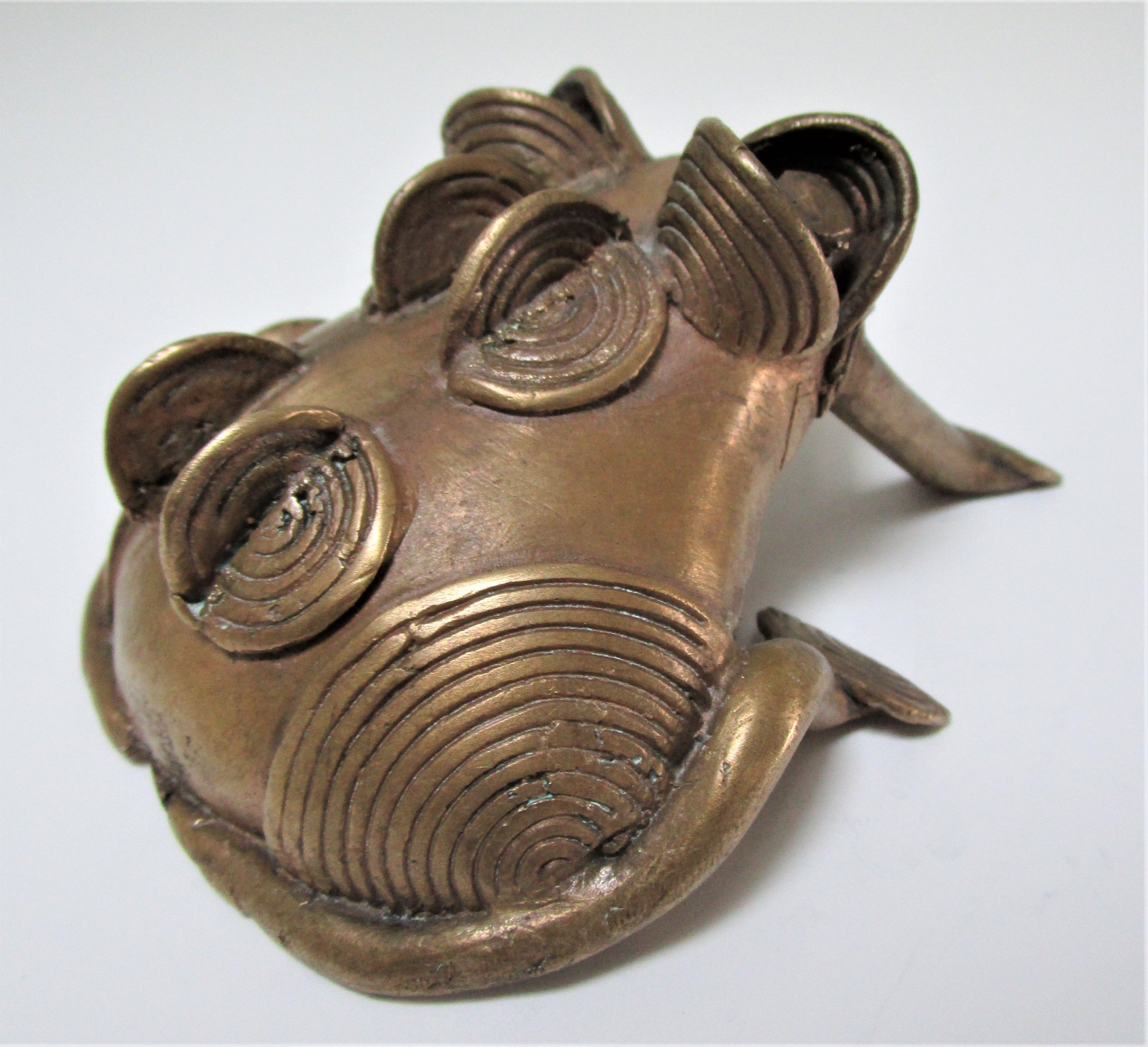 Sculptural frog brass vintage African art