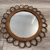 Antique rattan mirror
