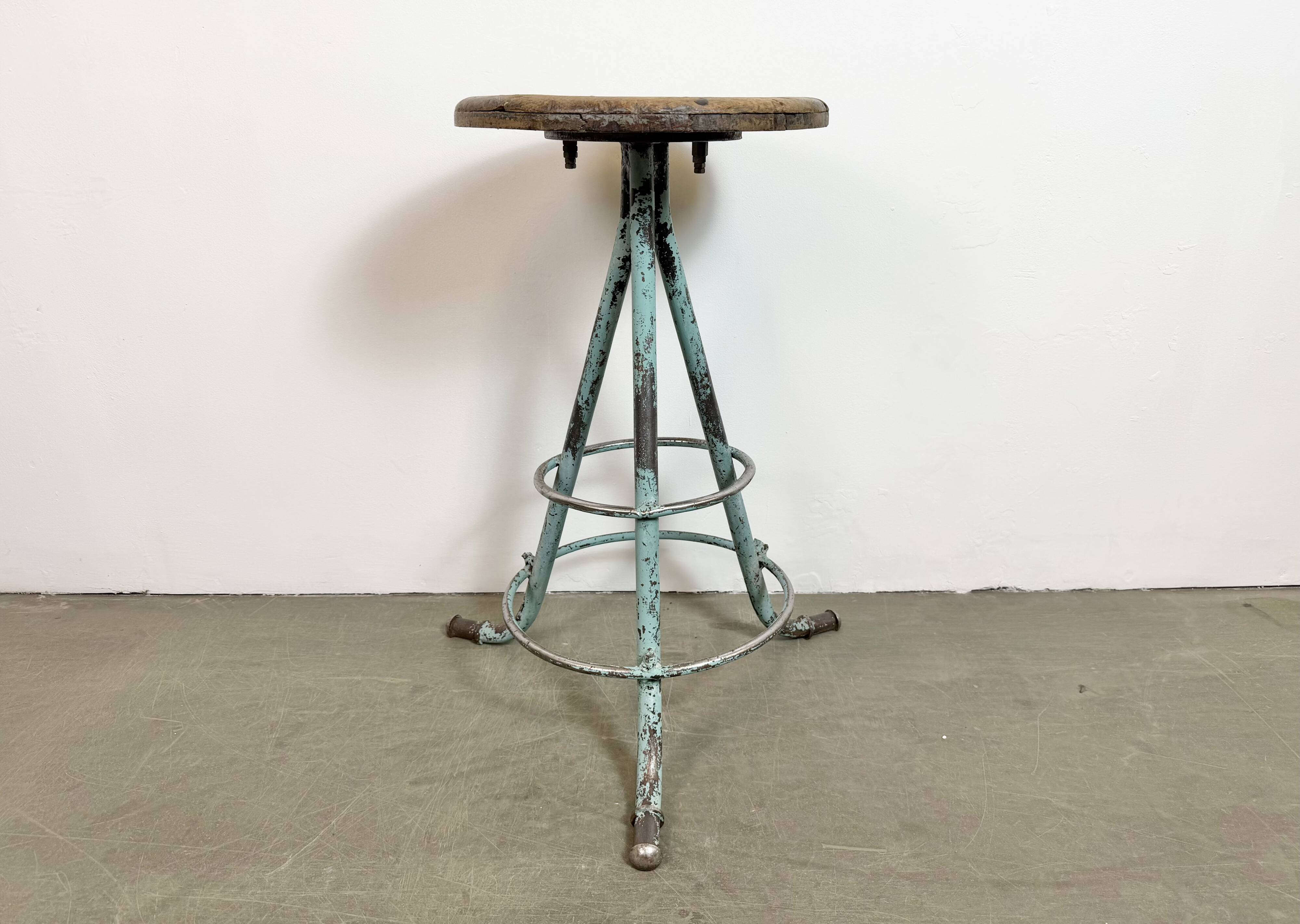 Green Industrial Workshop Stool, 1960s