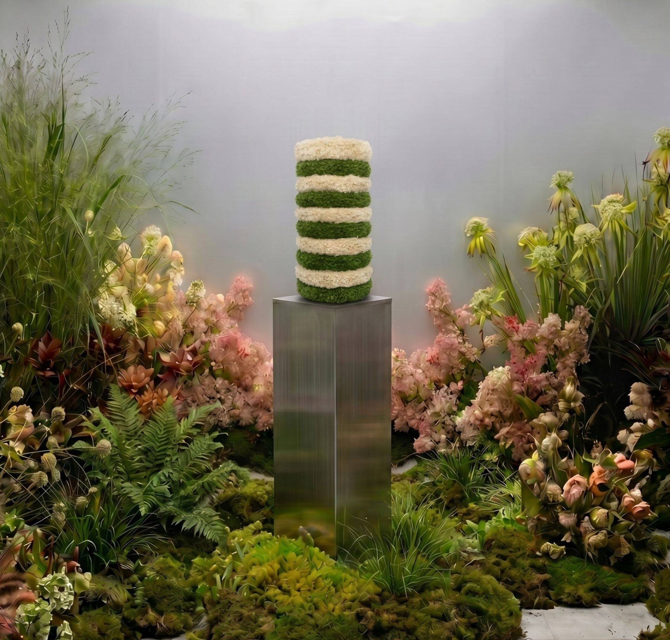 Grand Vase Rayures Vert