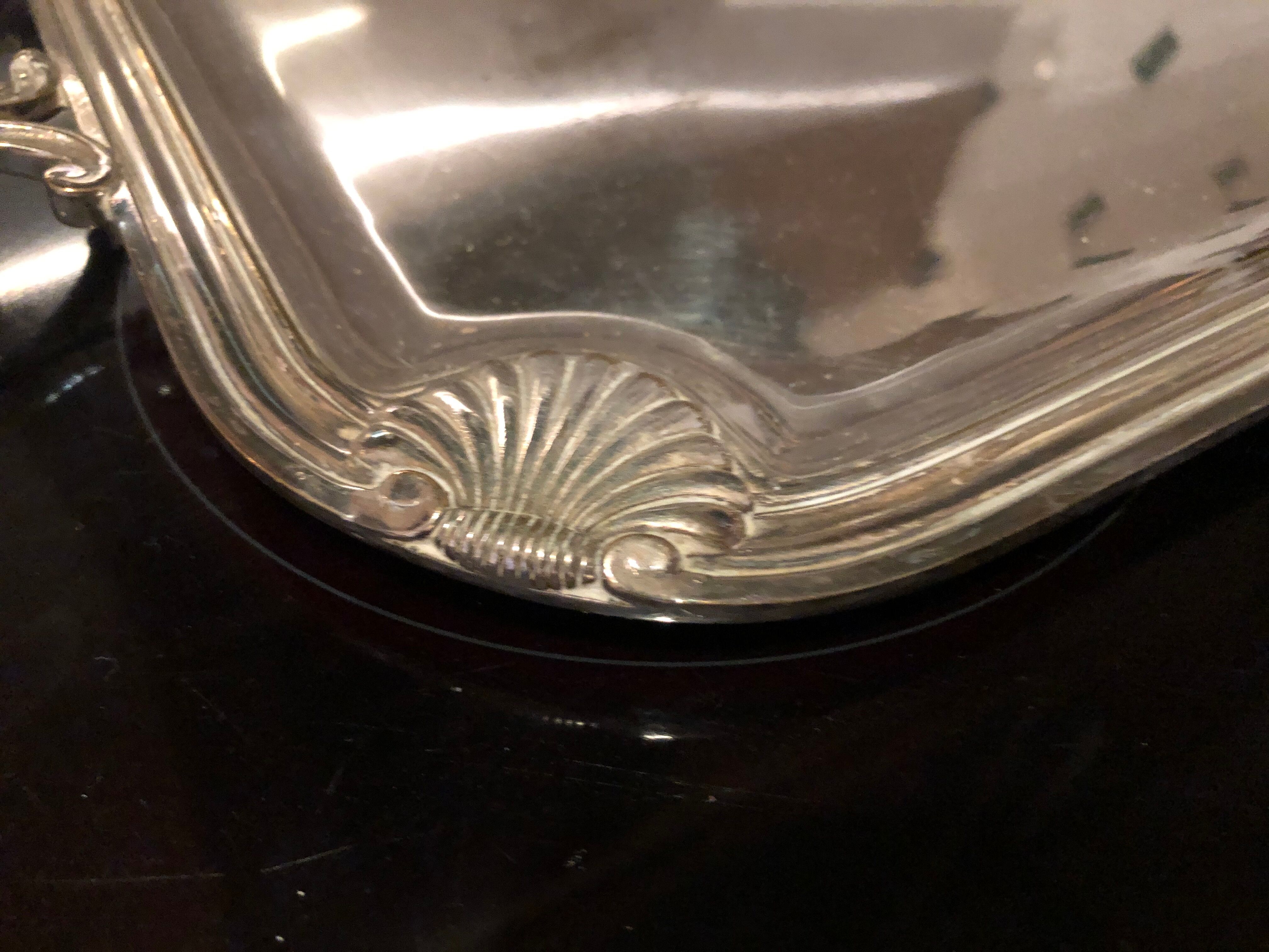 Silver metal serving tray