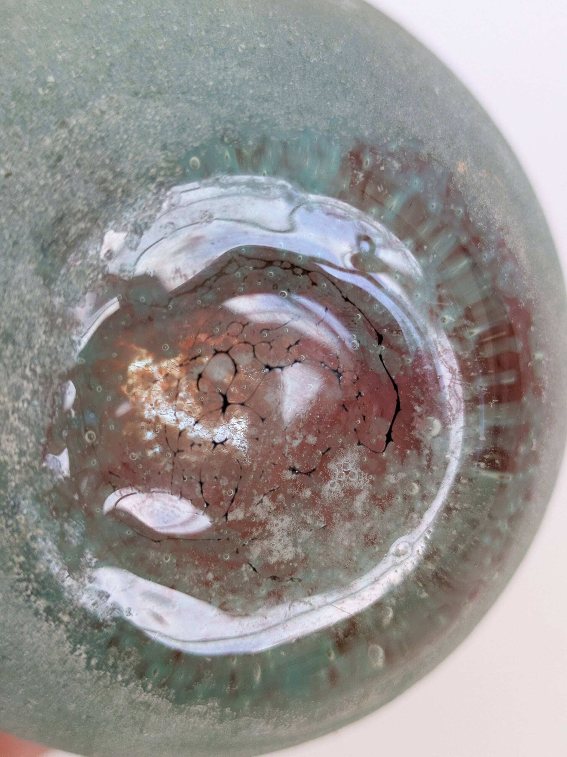 Vintage Glass Art Vase Hand Blown Iridescent Rainbow Gold