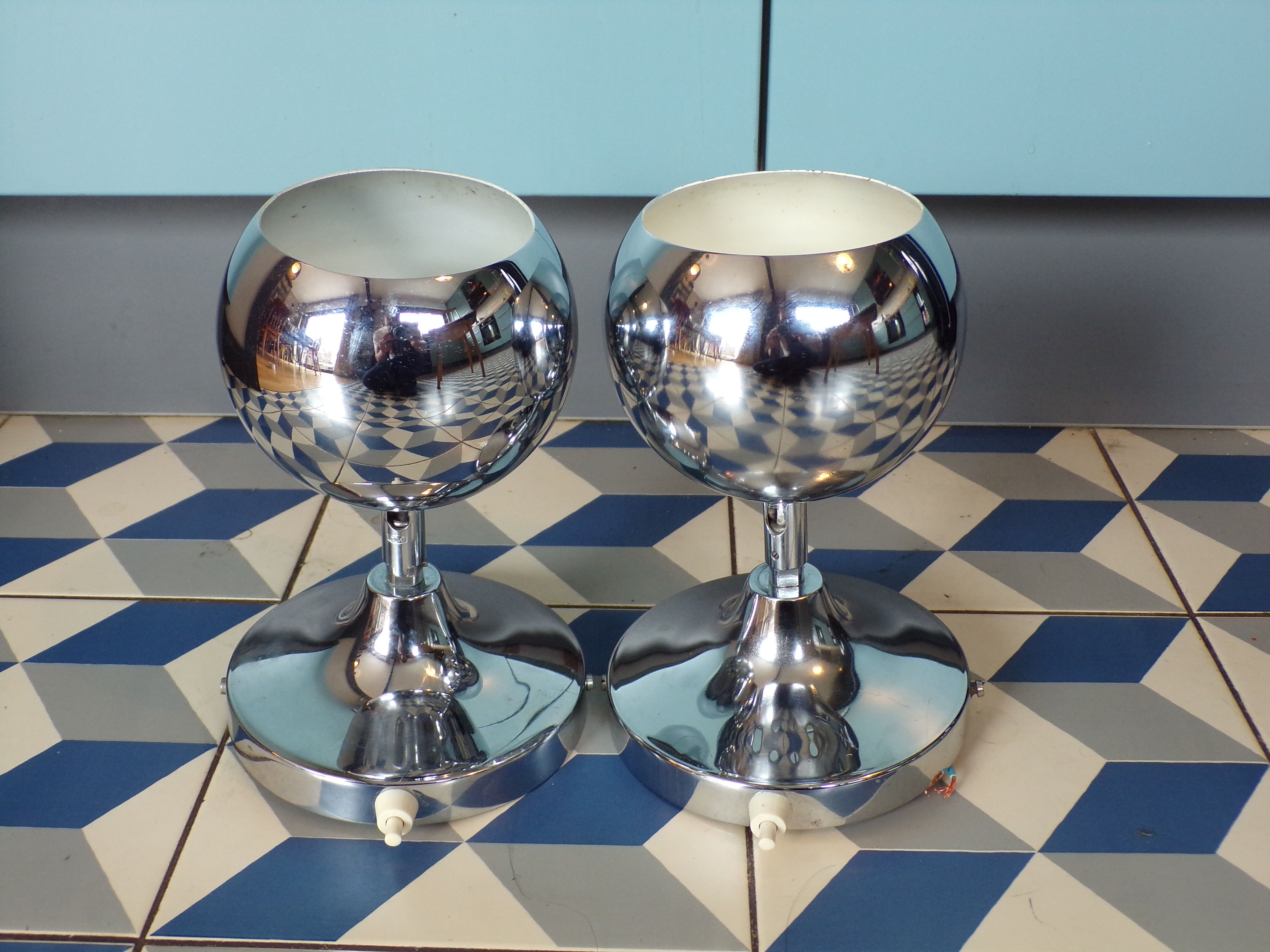 Pair of Lambert Rohrer eye-ball wall lamps