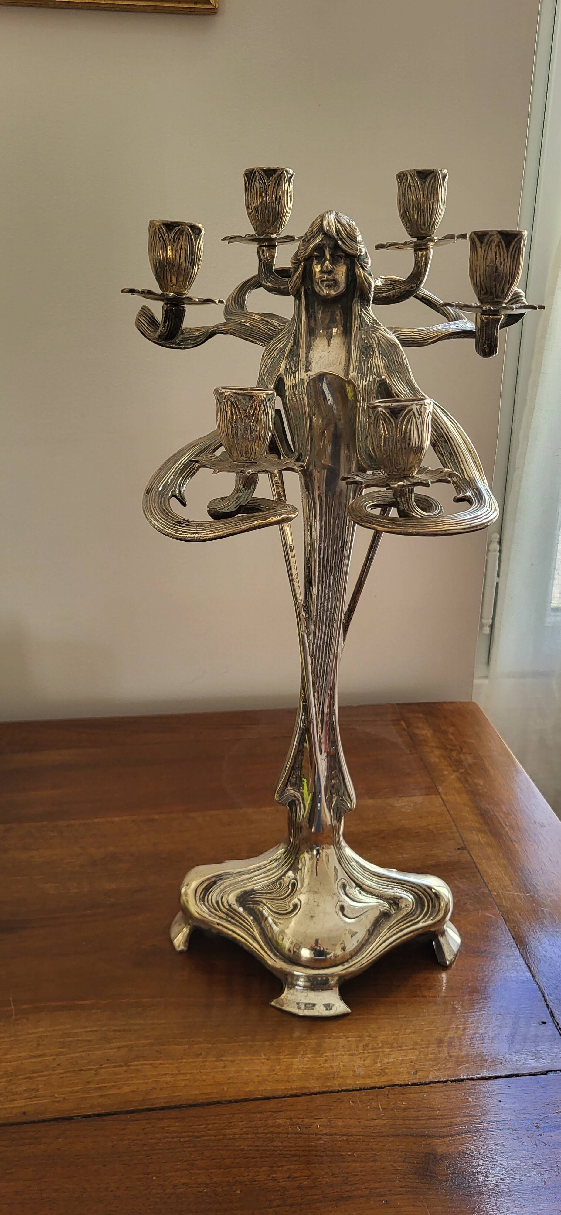 Chandelier à 6 branches art nouveau