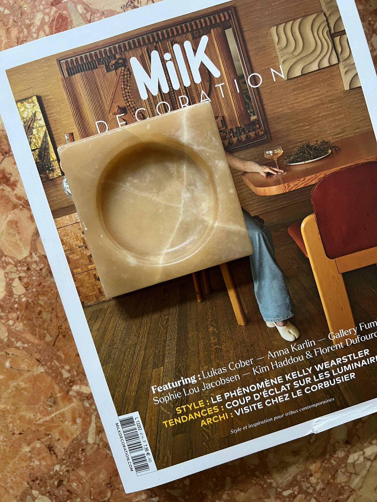 Square ashtray / vintage alabaster pocket