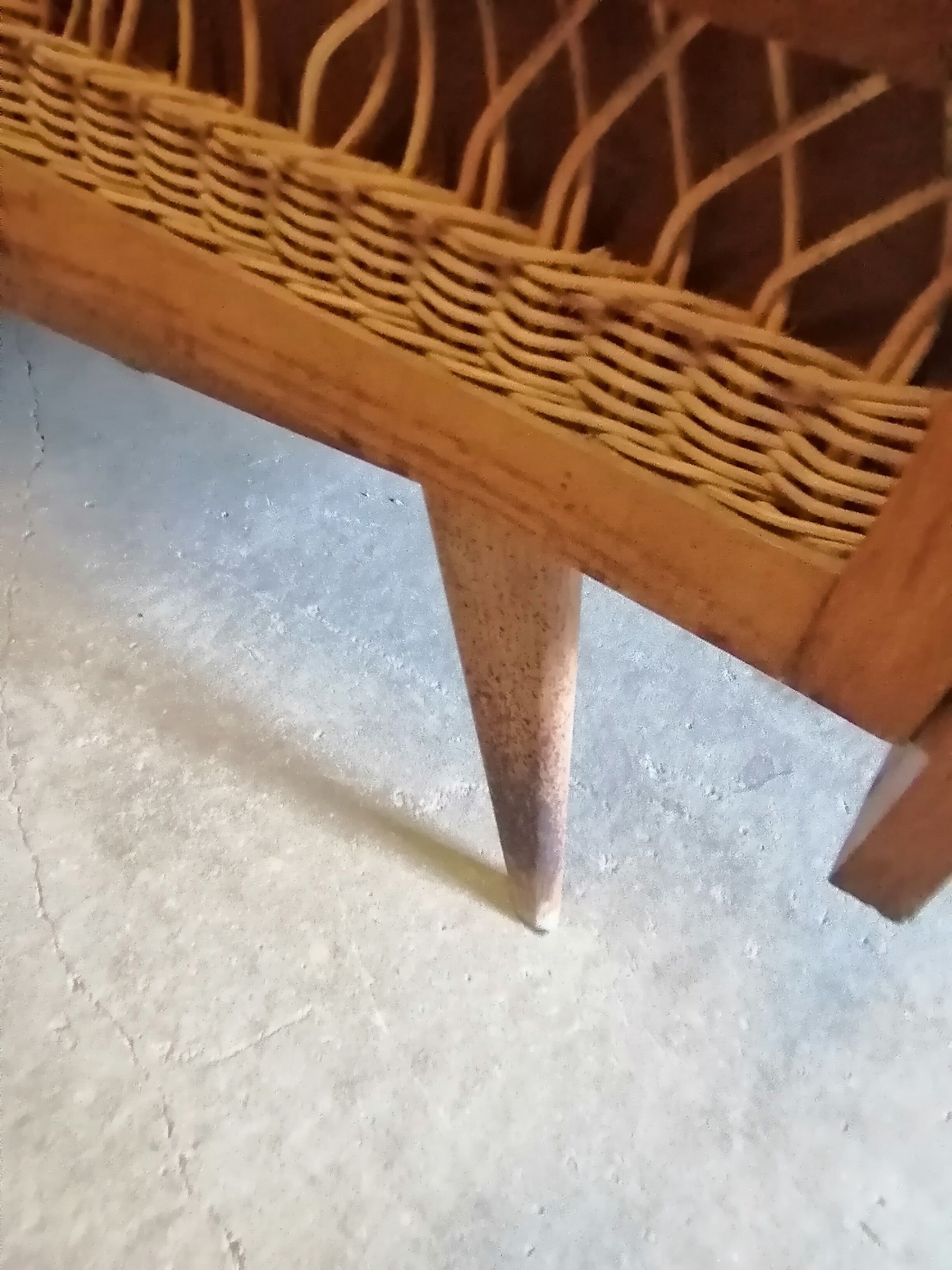 Children's wicker wooden wardrobe, 1960-70 vintage