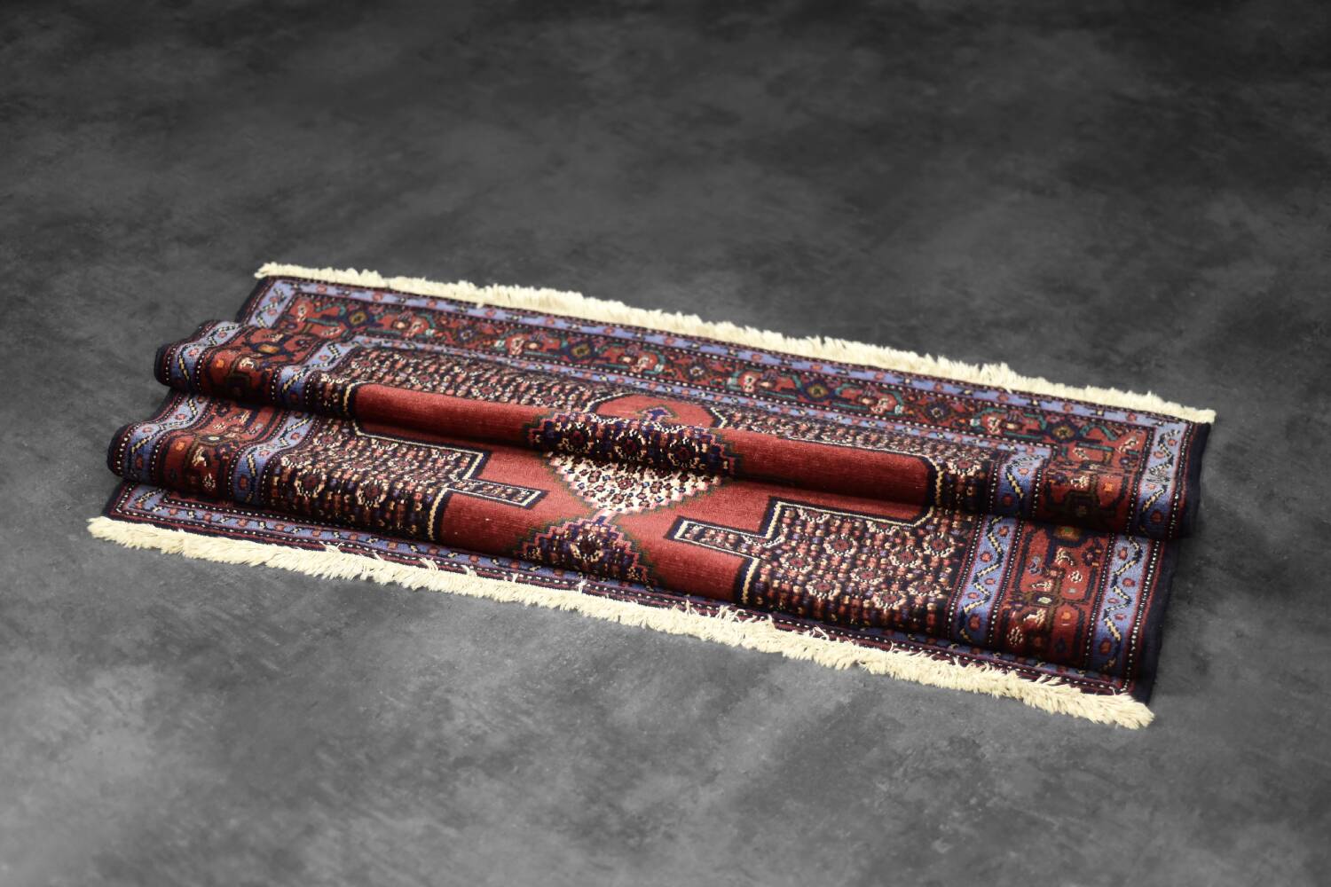 Vintage Hand-Woven Middle Eastern Oriental Senneh Rug, 1960s