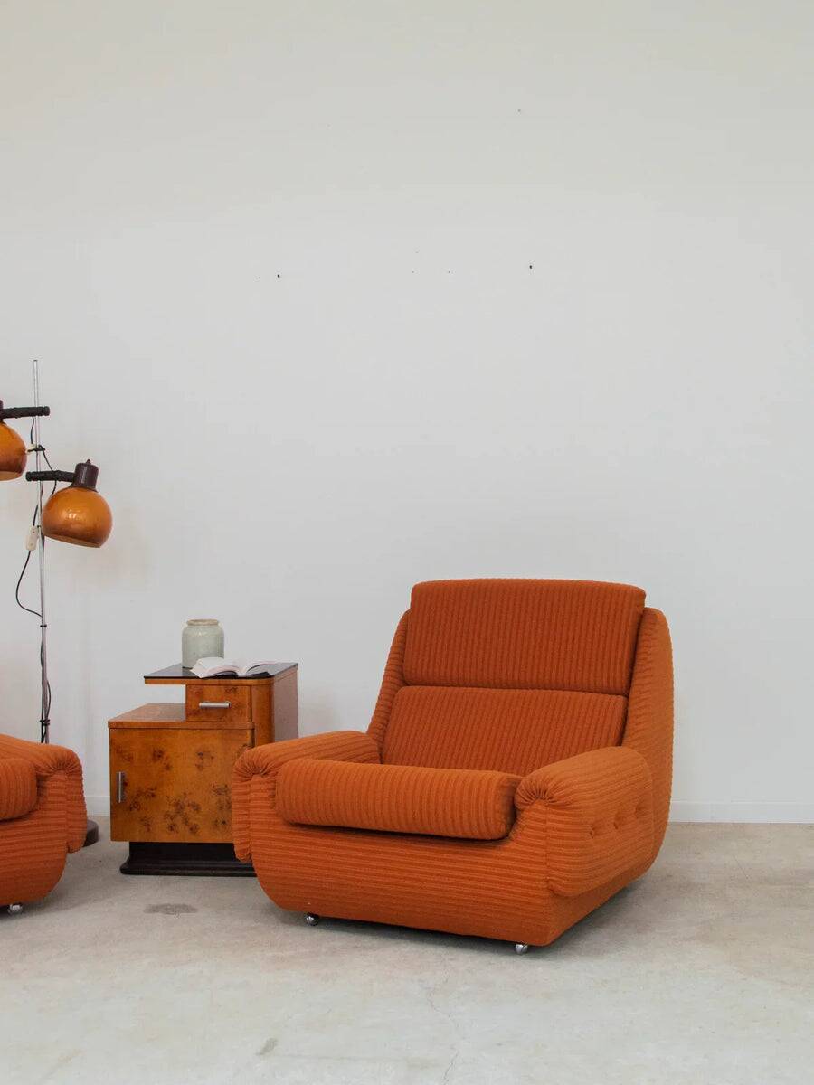 Paire de fauteuils Atlantis Orange République Tchèque 1970