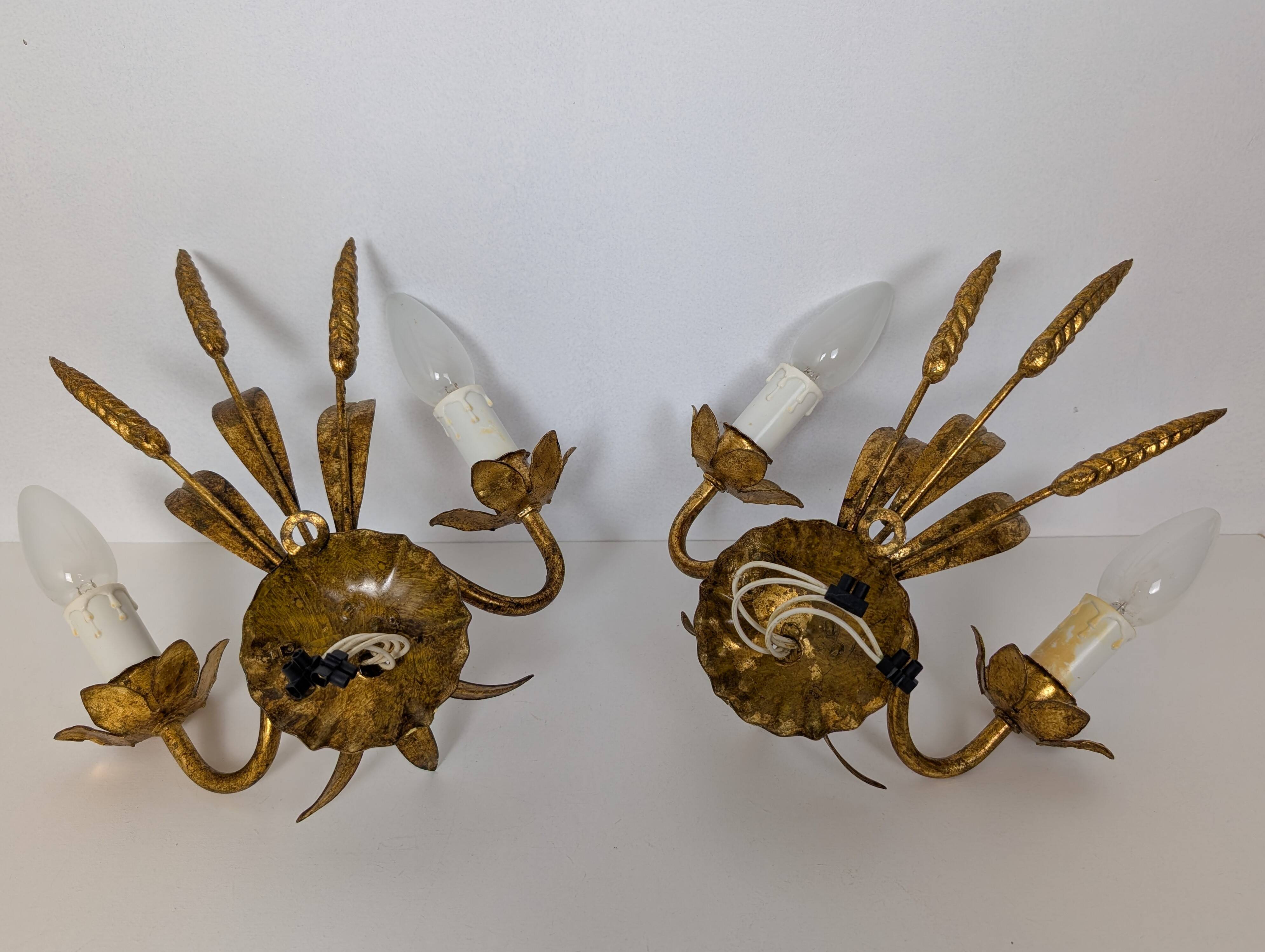 Pair of wheat ear wall lights