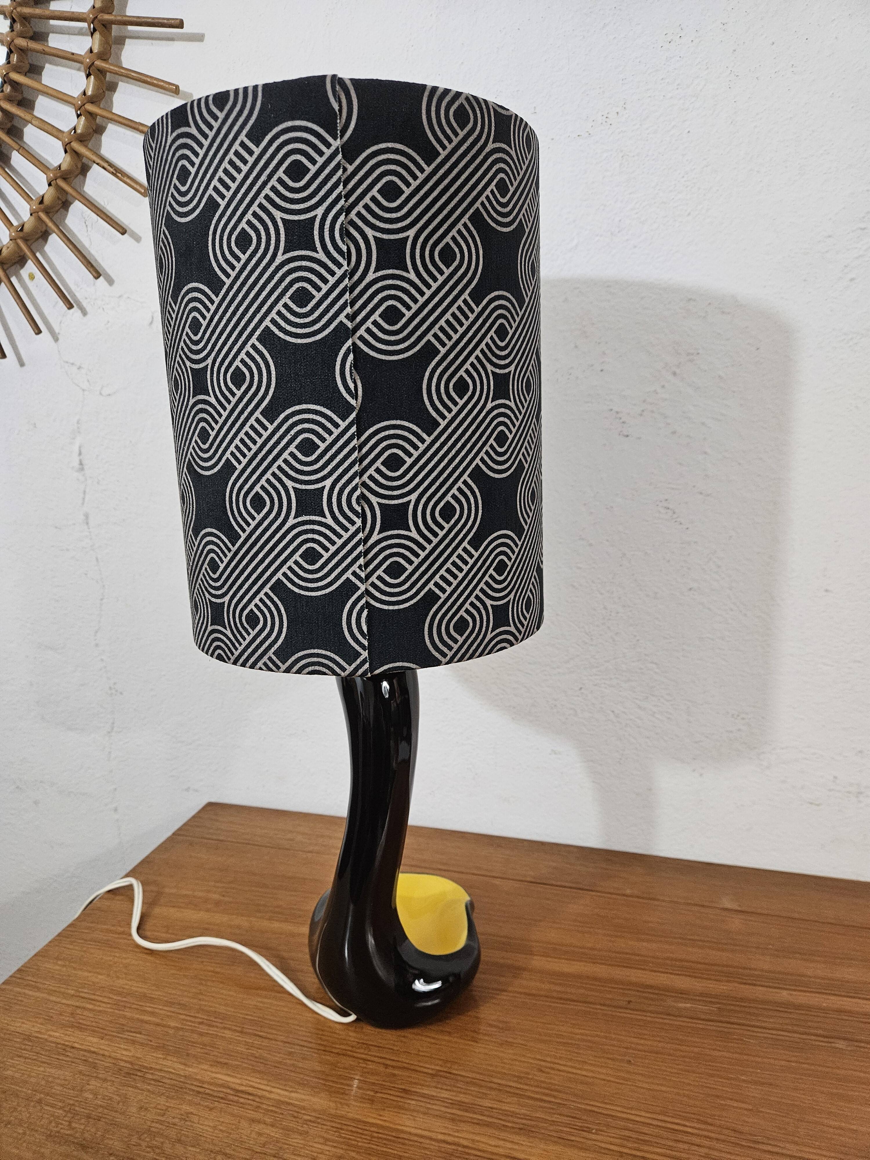 Vintage ceramic lamp free form Yellow and Black