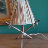 Vintage lamp with raffia lampshade