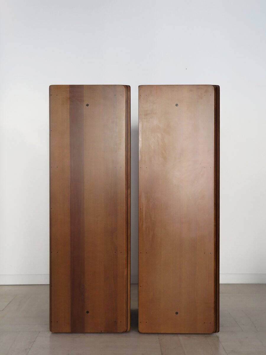 Vintage Container and Chest of Drawers Set in Wood and Leather by Afra & Tobia Scarpa for Maxalto, Italy, 1970s, Set of 2