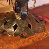 Pair of vintage wrought iron and opaline lamps from the 1960s.