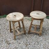Duo of wooden stools