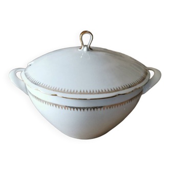 Bavaria Porcelain Soup Tureen, White and Gold