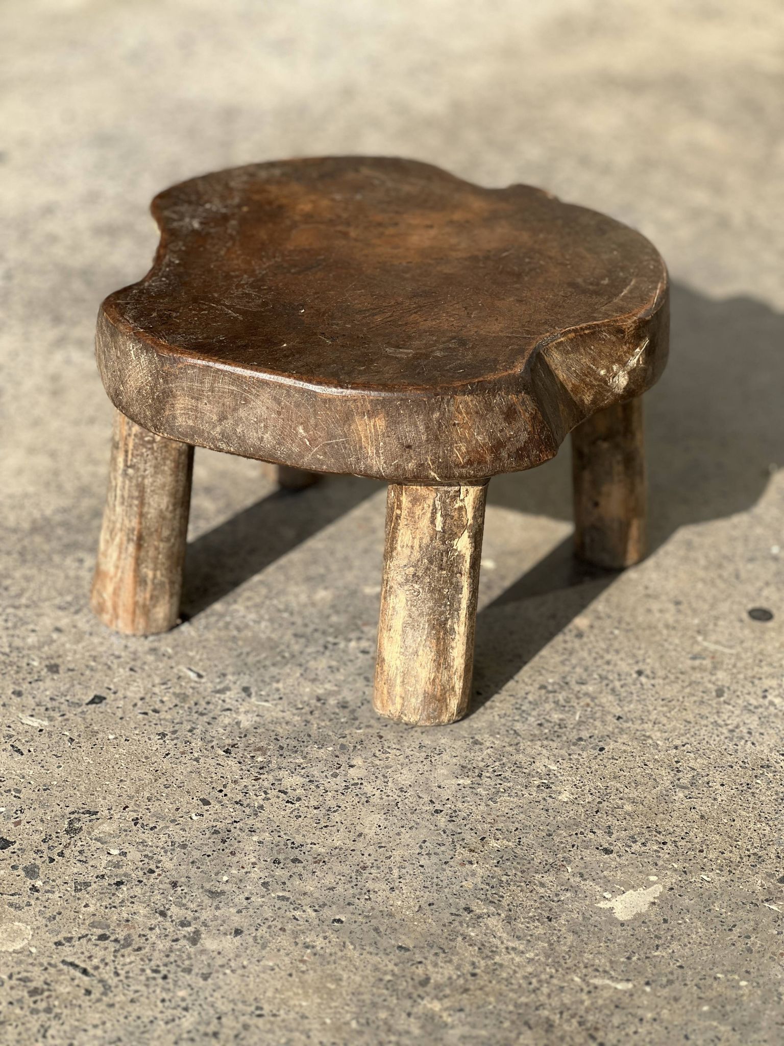 Mini low stool in upcycled old Asian teak H15 D24