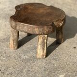 Mini low stool in upcycled old Asian teak H15 D24