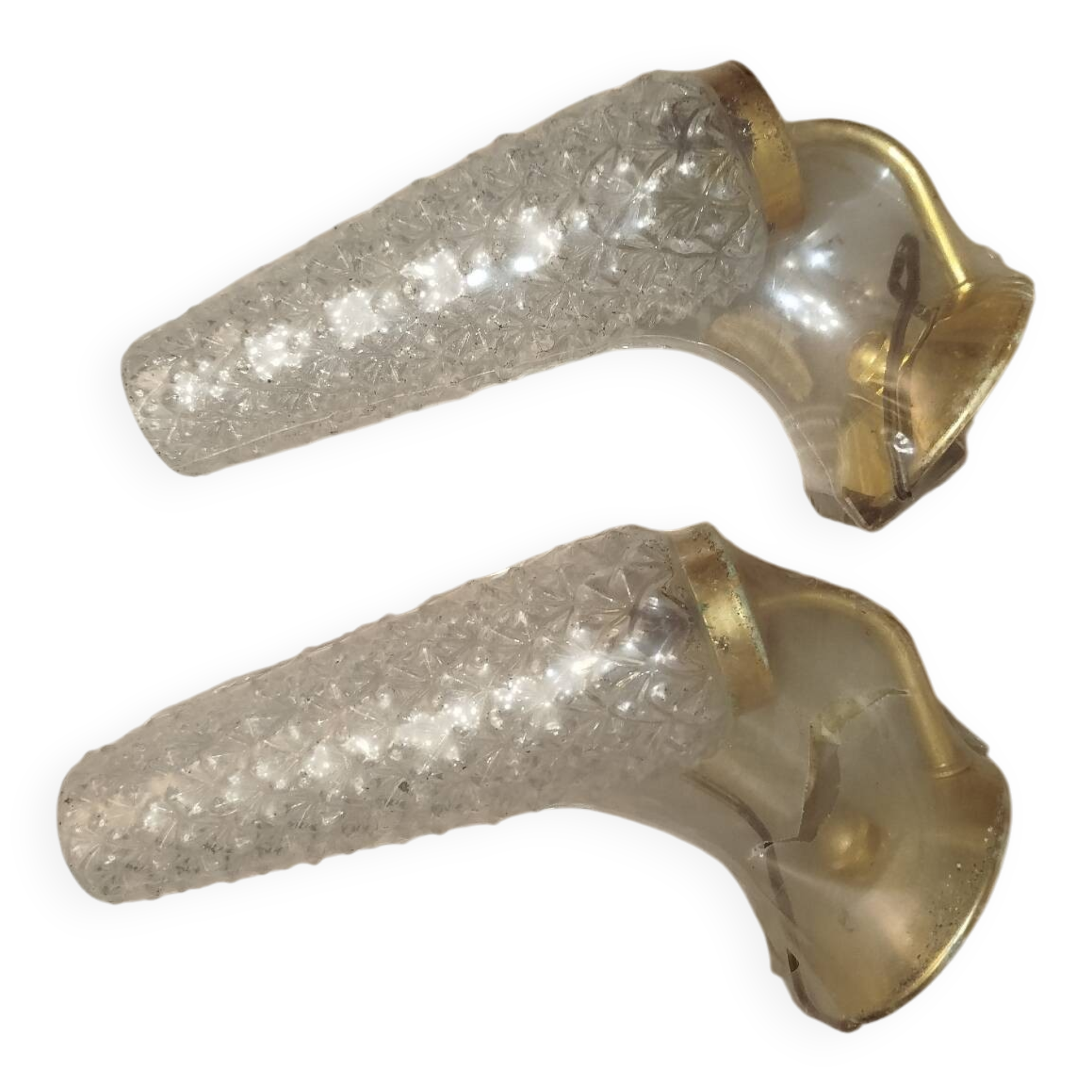 Pair of vintage molded glass wall sconces – 1960s – Condition of