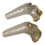 Pair of vintage molded glass wall sconces – 1960s – Condition of