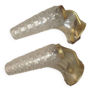 Pair of vintage molded glass wall sconces – 1960s – Condition of