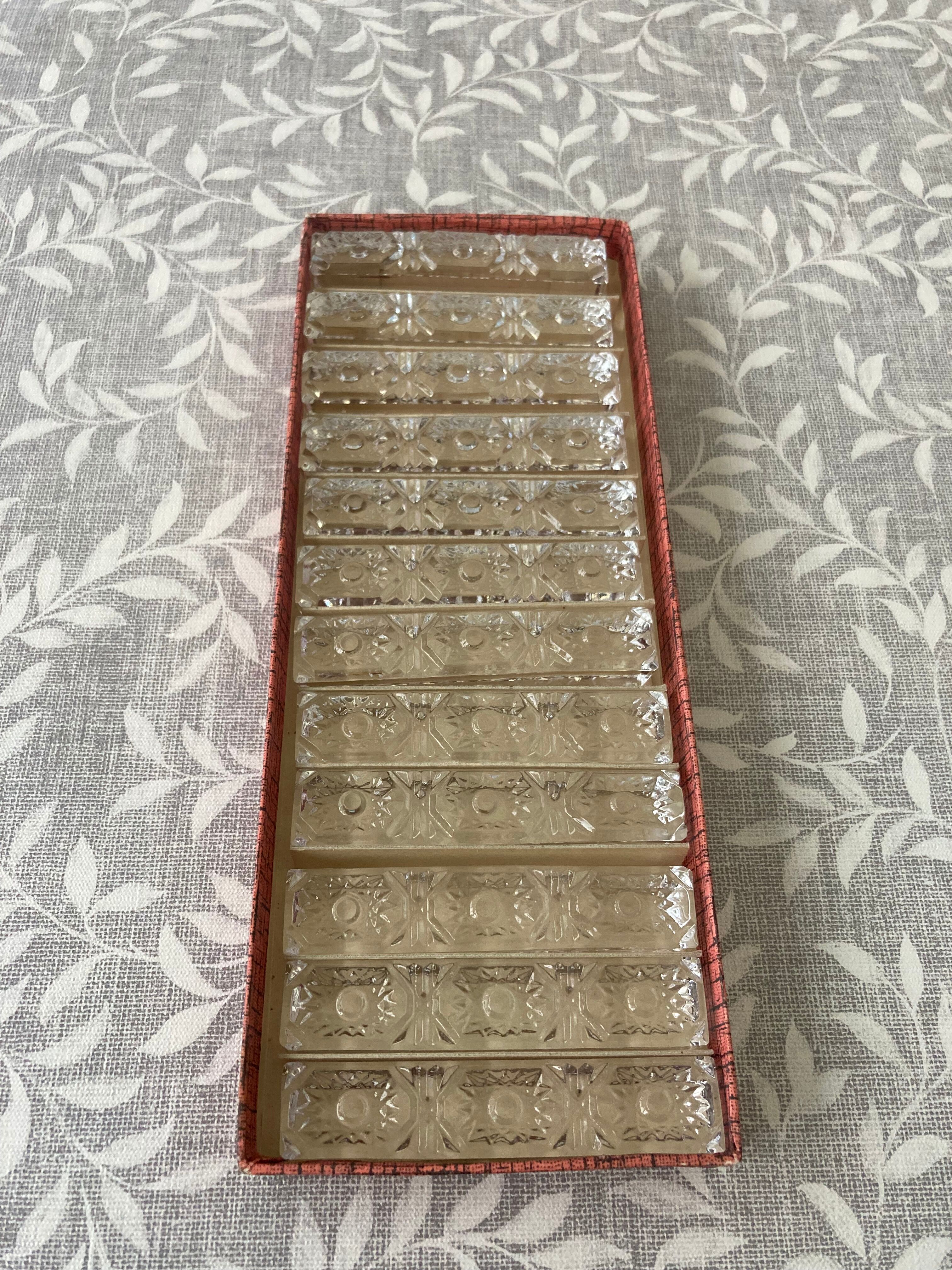 Set of 12 crystal knife holders with box