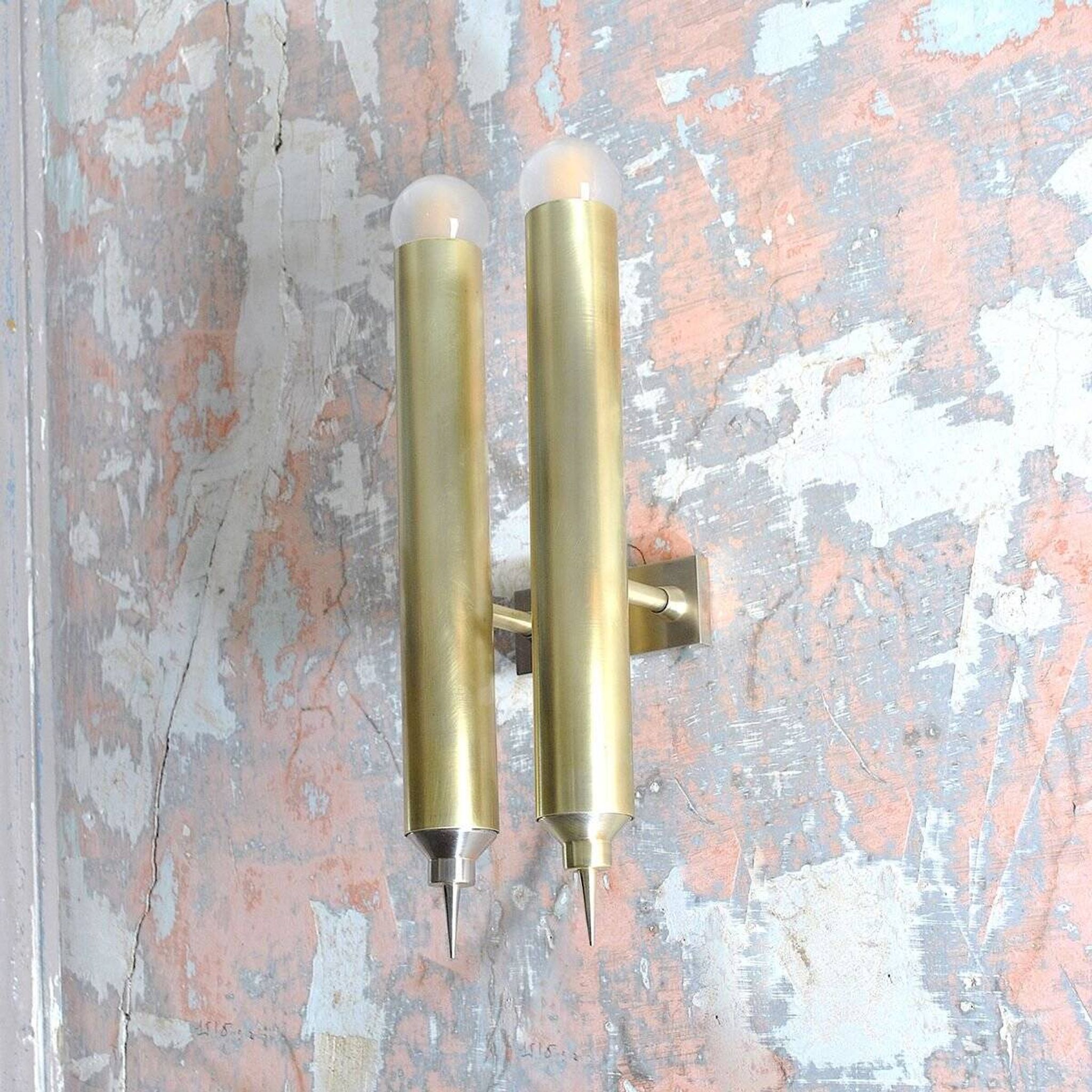 Nickel-plated brass wall lights by Lumière Bologna, 1960s, set of 4.