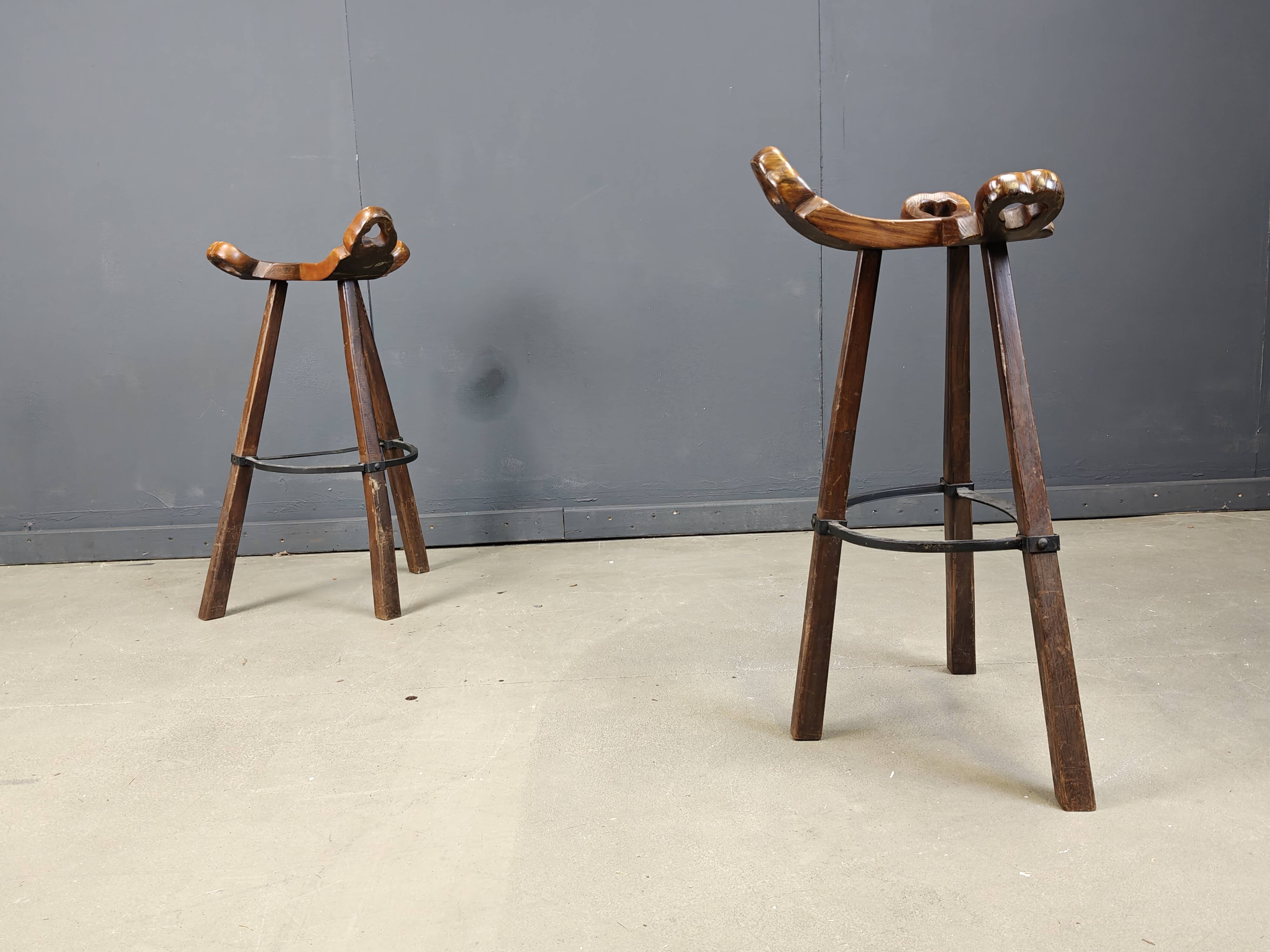 Mid century brutalist bar stools - set of 8, 1960s