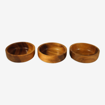 Set of three wooden cups
