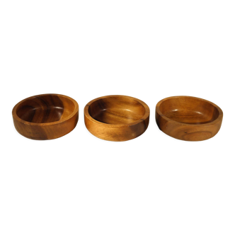 Set of three wooden cups