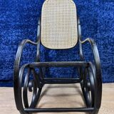 Beautiful rocking chair in the style of Thonet in blackened curved wood