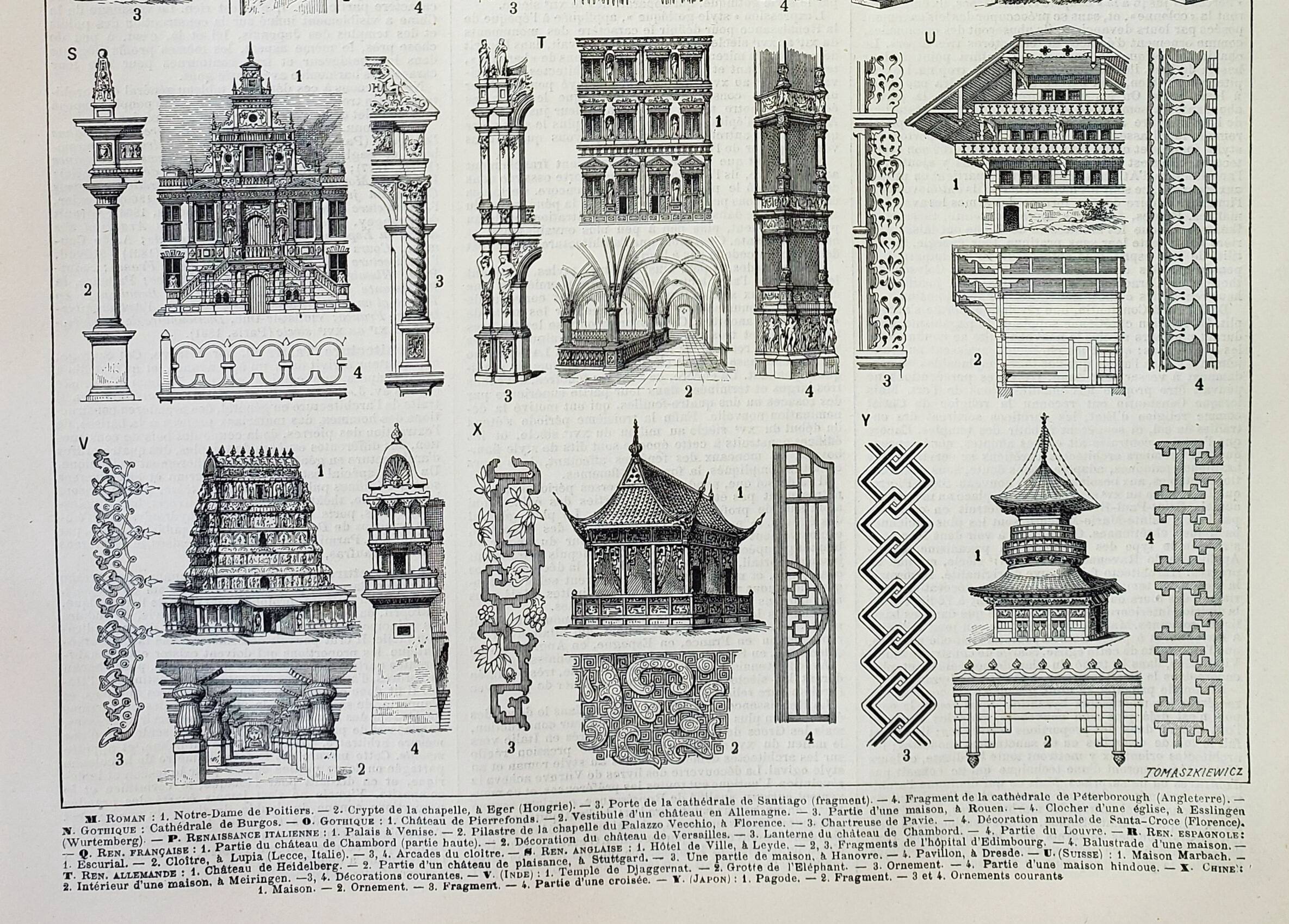 Old engraving 1898, Architecture (religious), construction • Lithograph, Original plate