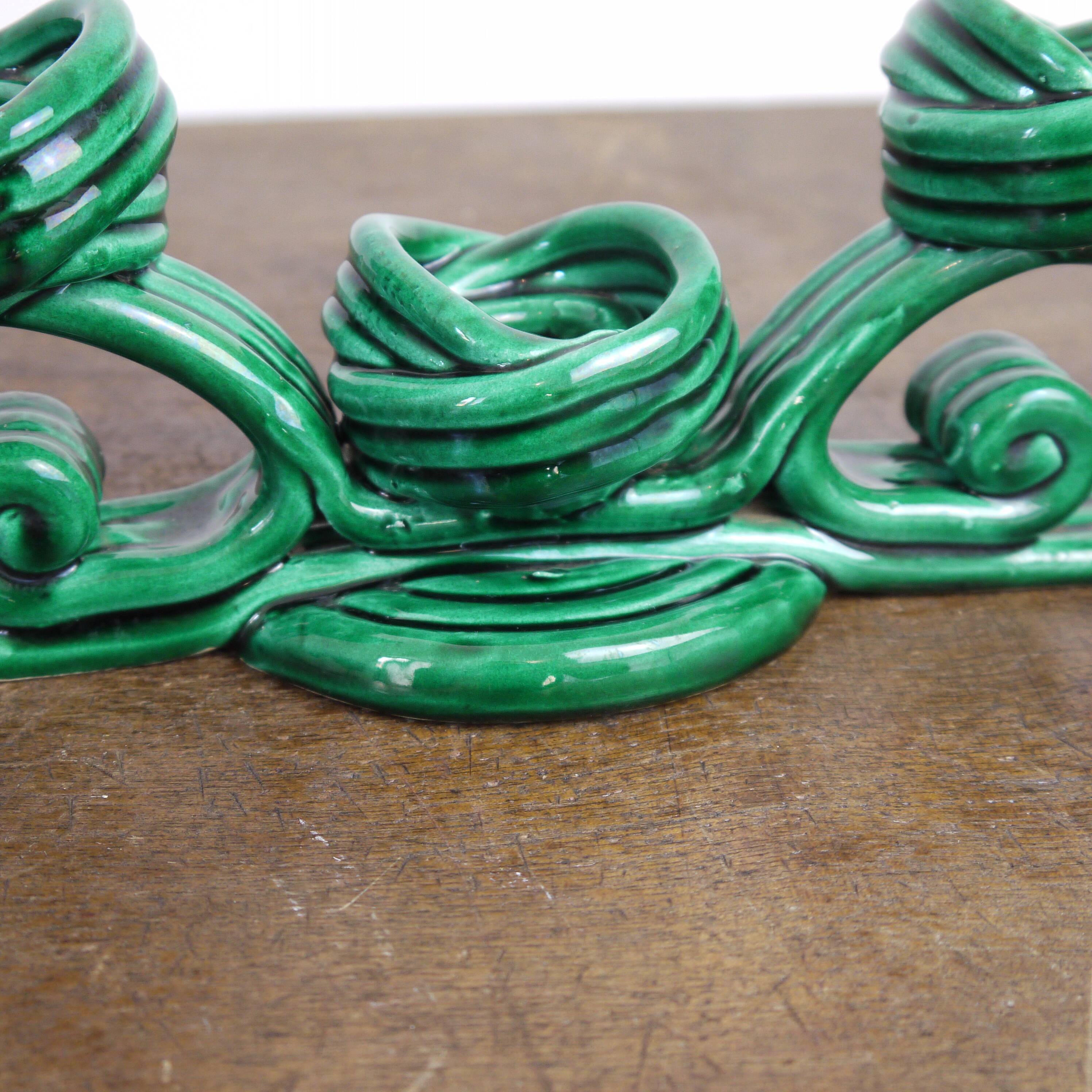 Green ceramic Vallauris Bougeoir