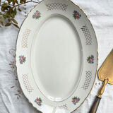 Plat oval vintage en faïence fleurie moulin des loups modèle "cordoue"