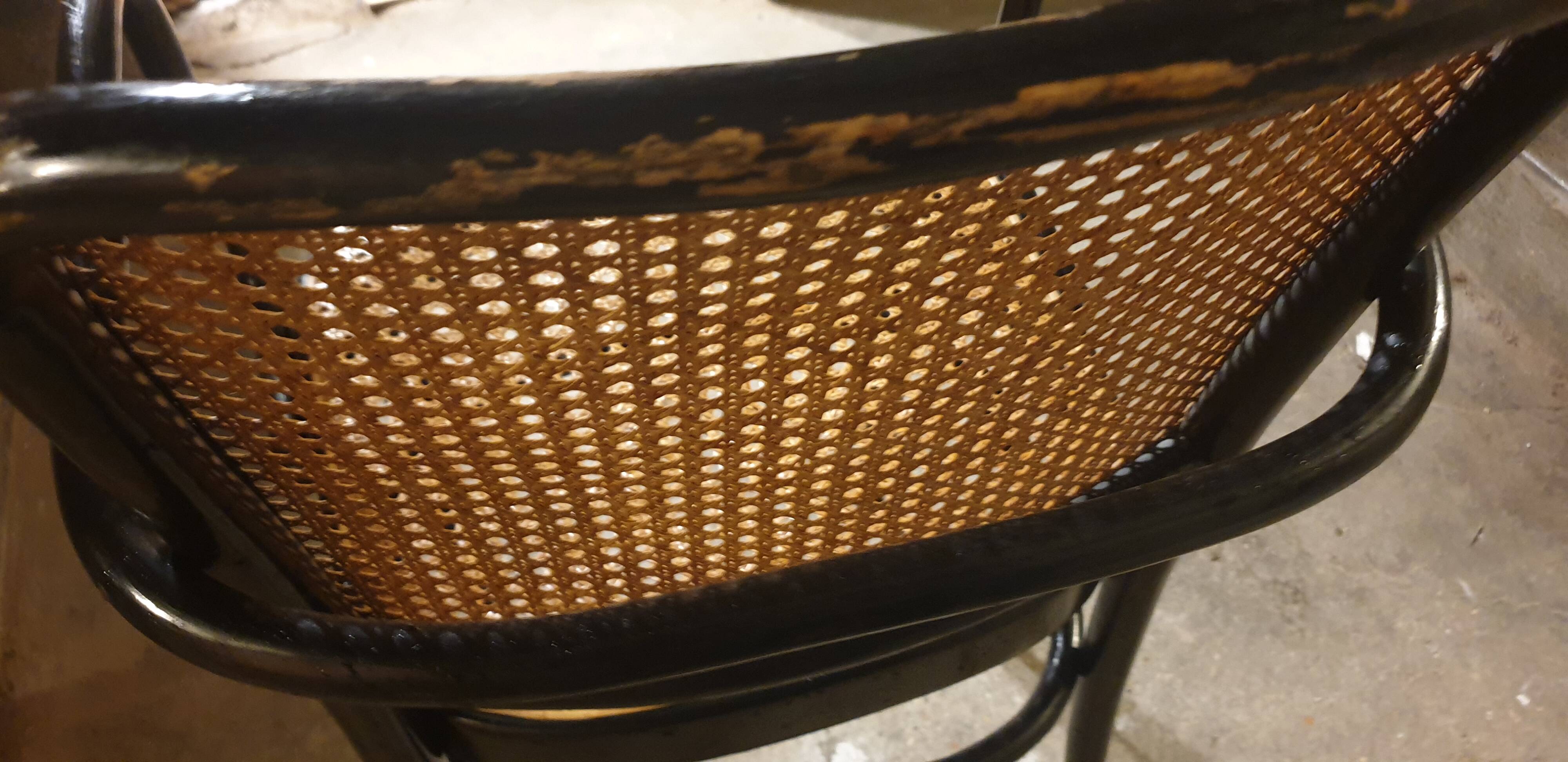 50/60 curved wooden cane armchair