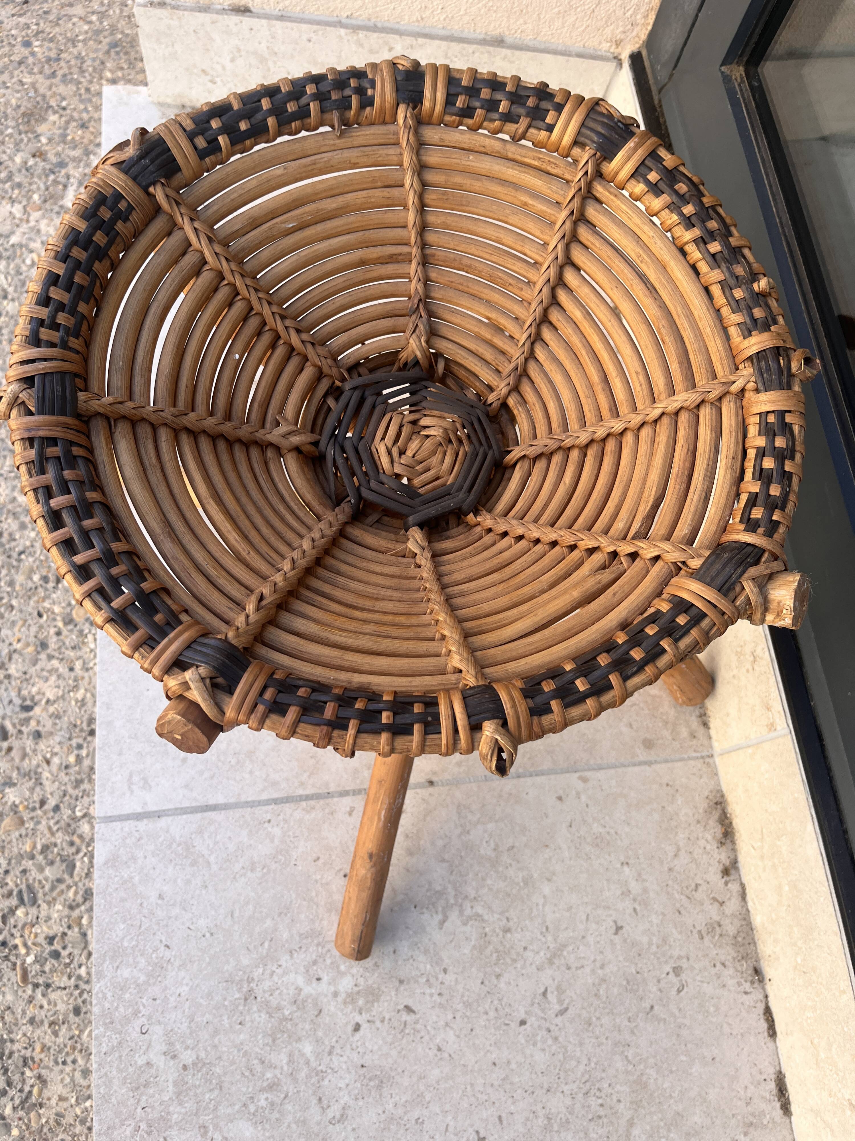 African rattan low stool