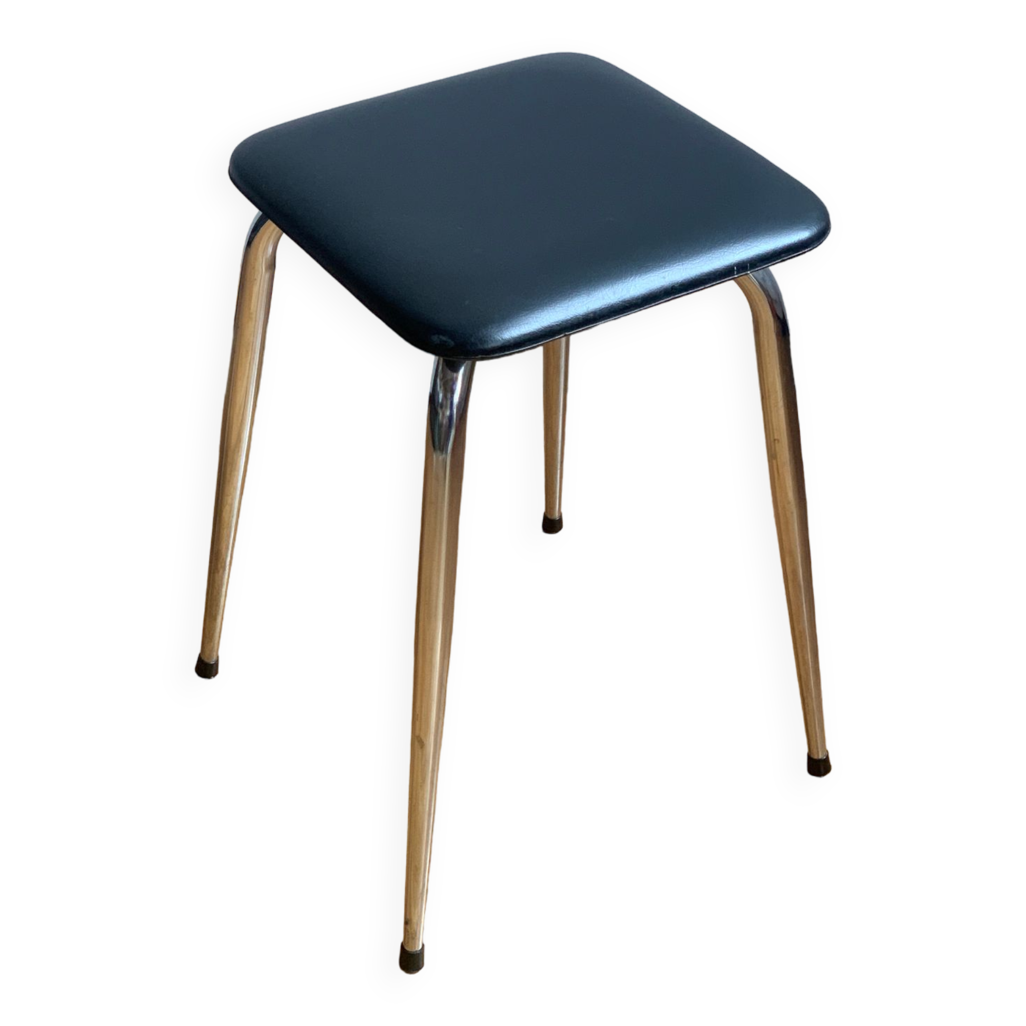 4 chaise en cuir skaï vintage pied tub chromé style formica