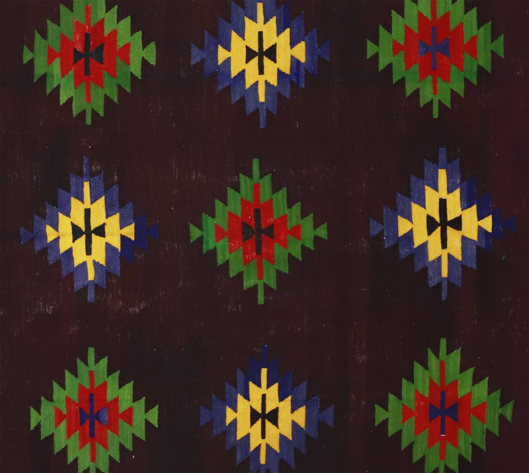 Turkish Kilim Yuruk Vintage 173x342 cm Geometric Red Green Yellow